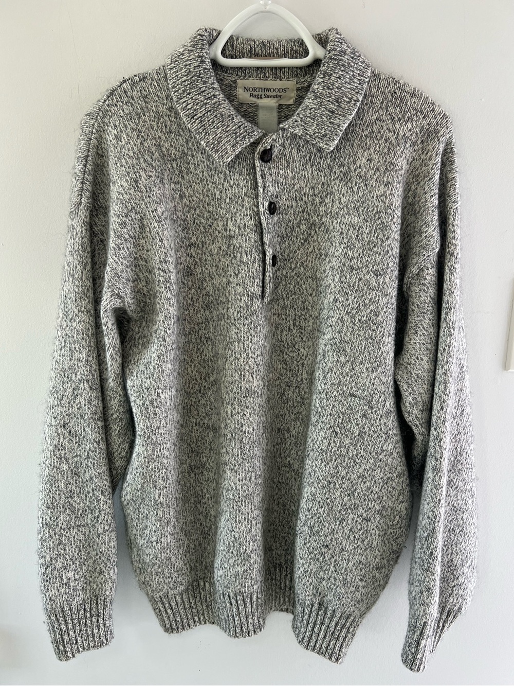 Vintage Northwoods Ragg Wool Blend Chunky Knit  Men’s Sweater Grey Cozy Cabin”